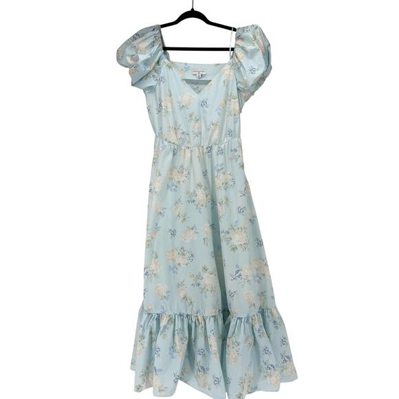 LoveShackFancy Dress Women 4 Puff Sleeve Midi Ruffle Cottagecore Spring Romantic - Picture 1 of 5